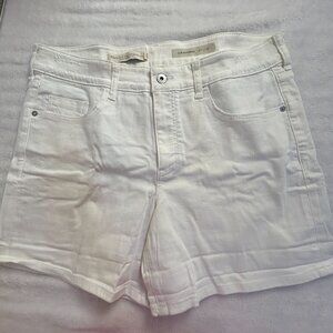 Pilcro Anthropologie Womens Slim Boyfriend White Denim Shorts Size 32 Stretch
